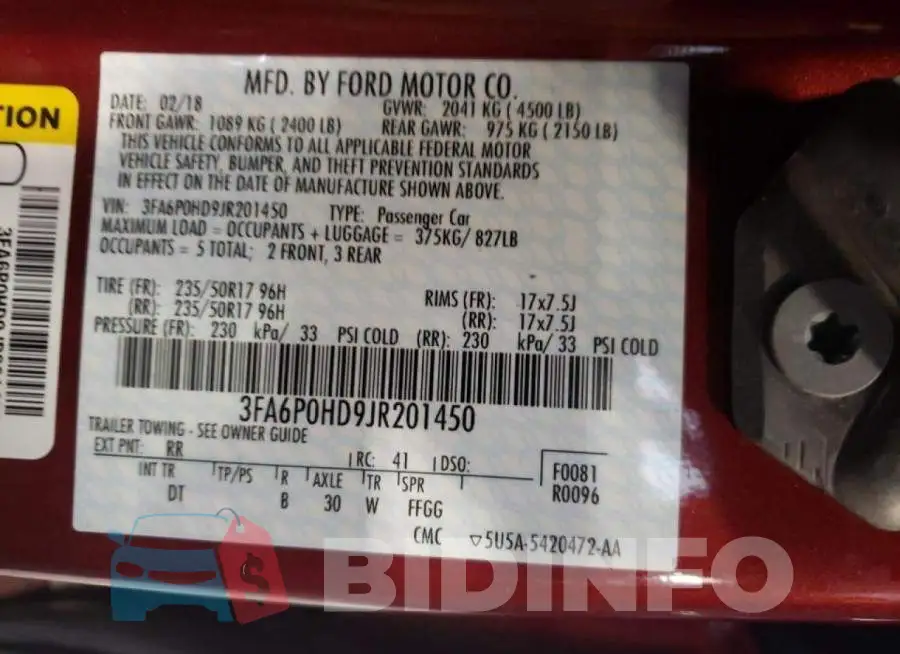 3FA6P0HD9JR201450 Photo# 10