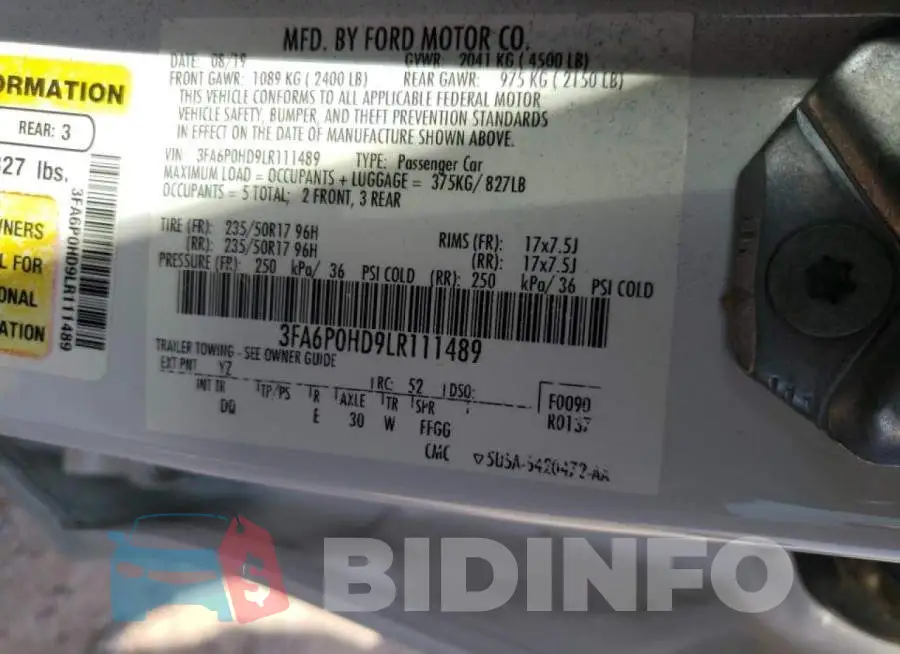 3FA6P0HD9LR111489 Photo# 10