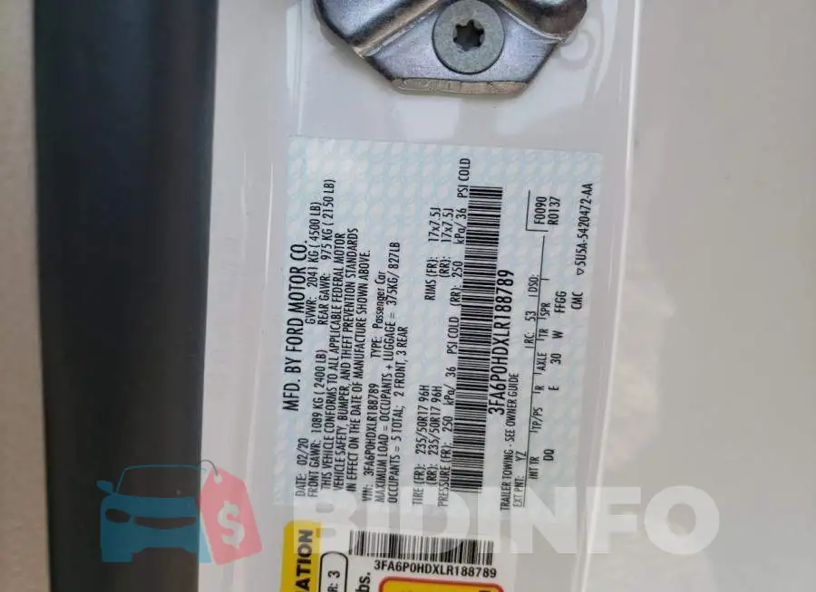 3FA6P0HDXLR188789 Photo# 10