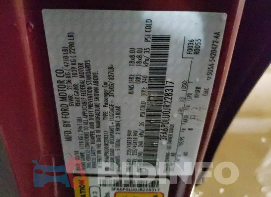 3FA6P0LU0JR228317 Photo# 10