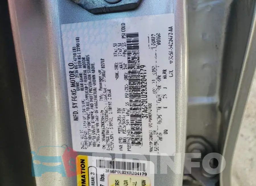 3FA6P0LU2KR204179 Photo# 10