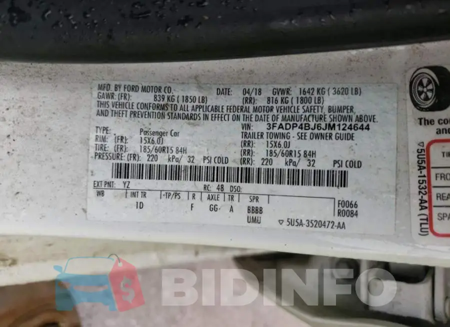 3FADP4BJ6JM124644 Photo# 10