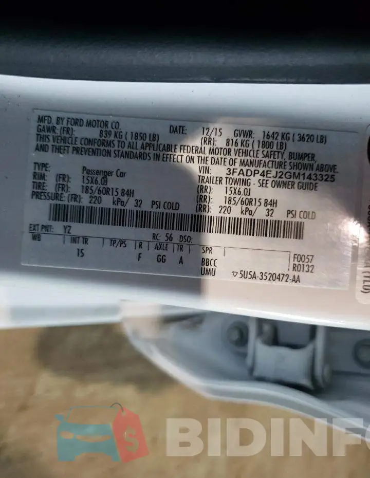 3FADP4EJ2GM143325 Photo# 10