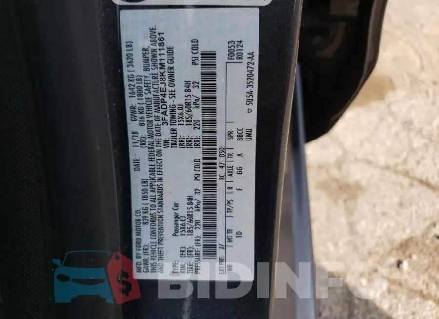 3FADP4EJ8KM111861 Photo# 10