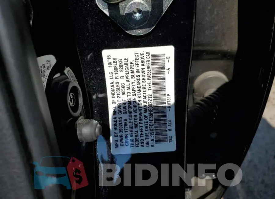 19XFC1E35HE002212 Photo# 10