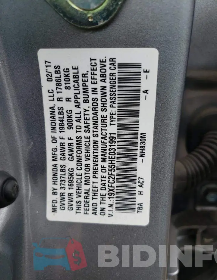 19XFC2F55HE031991 Photo# 10