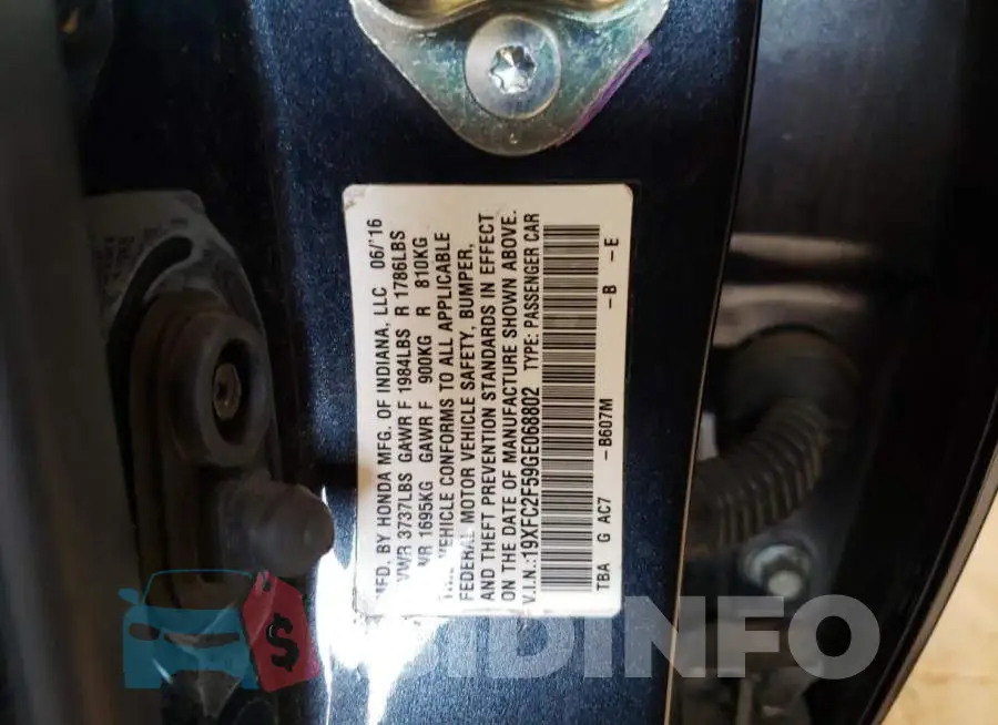 19XFC2F59GE068802 Photo# 10