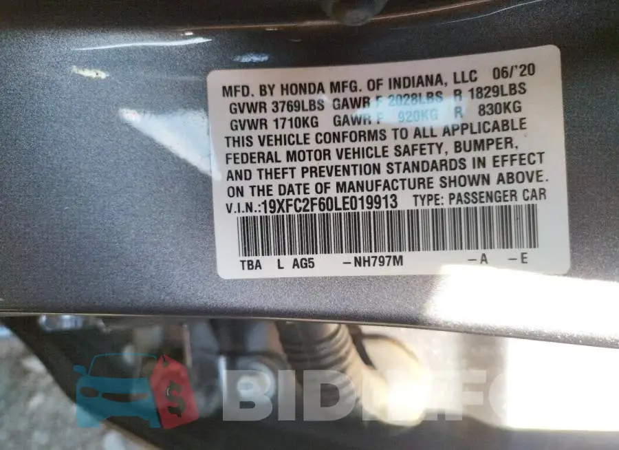 19XFC2F60LE019913 Photo# 10