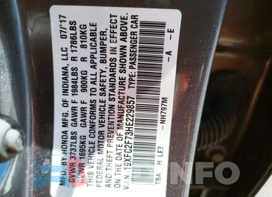 19XFC2F73HE229857 Photo# 10