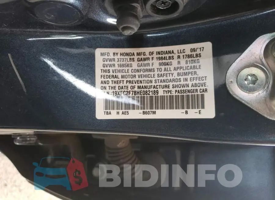 19XFC2F78HE082189 Photo# 10