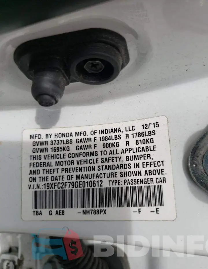 19XFC2F79GE010612 Photo# 10