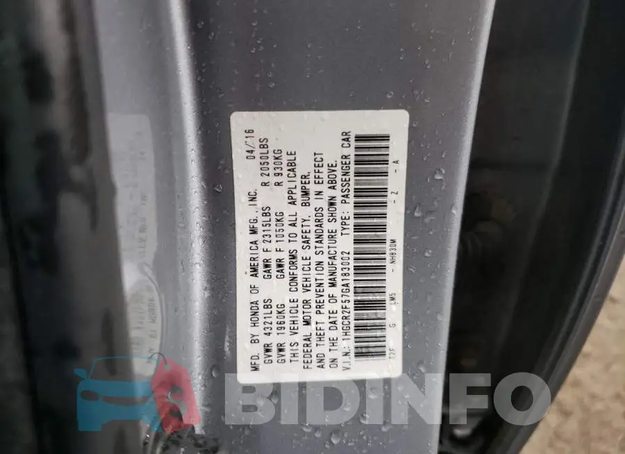 1HGCR2F57GA183002 Photo# 10