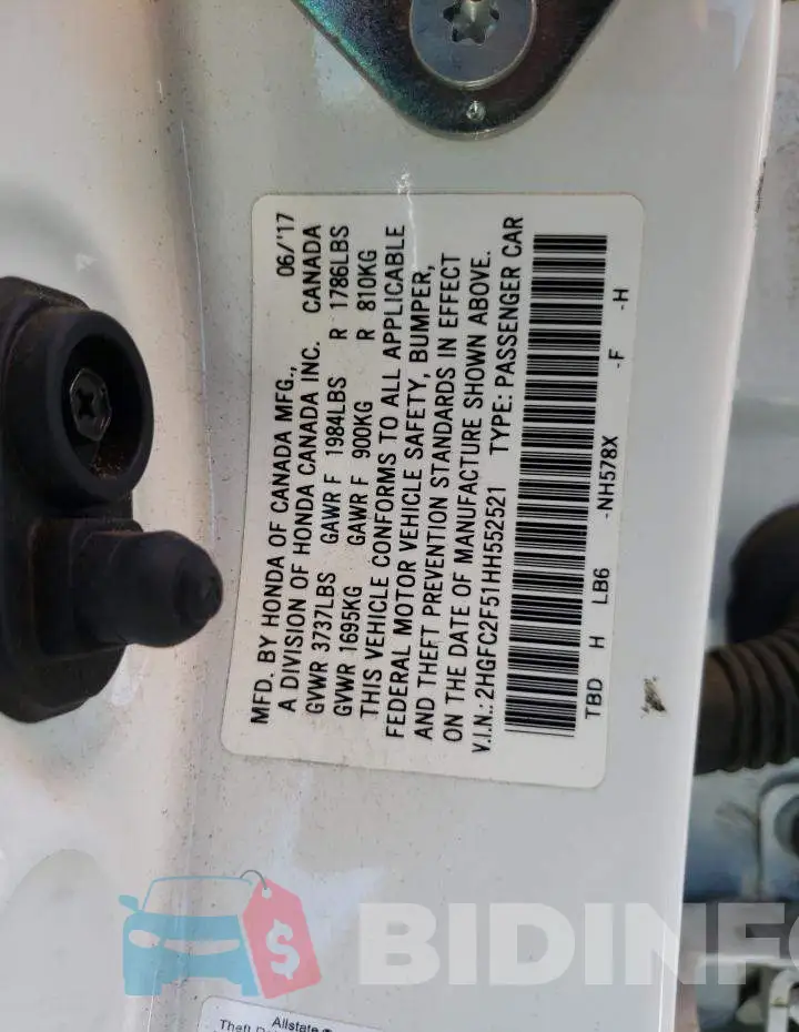 2HGFC2F51HH552521 Photo# 10