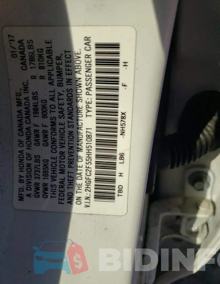 2HGFC2F55HH510871 Photo# 10