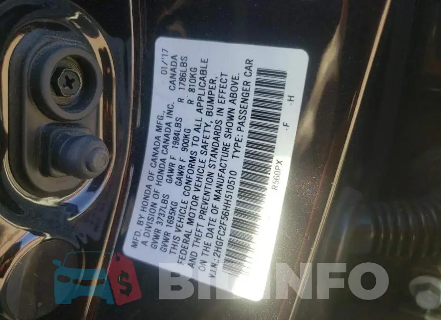 2HGFC2F56HH510510 Photo# 10