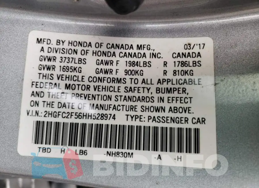 2HGFC2F56HH528974 Photo# 10