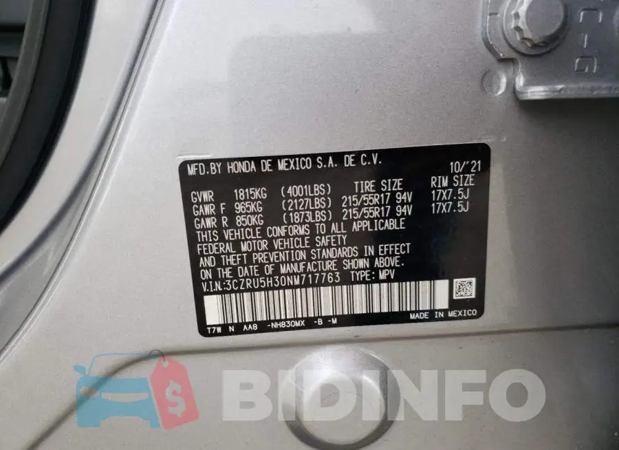 3CZRU5H30NM717763 Photo# 10
