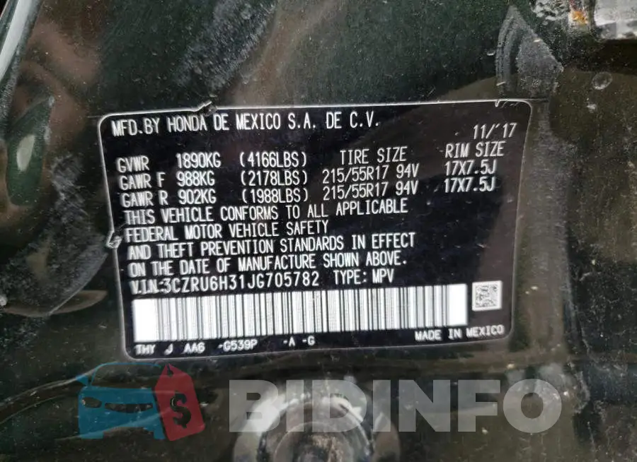 3CZRU6H31JG705782 Photo# 10