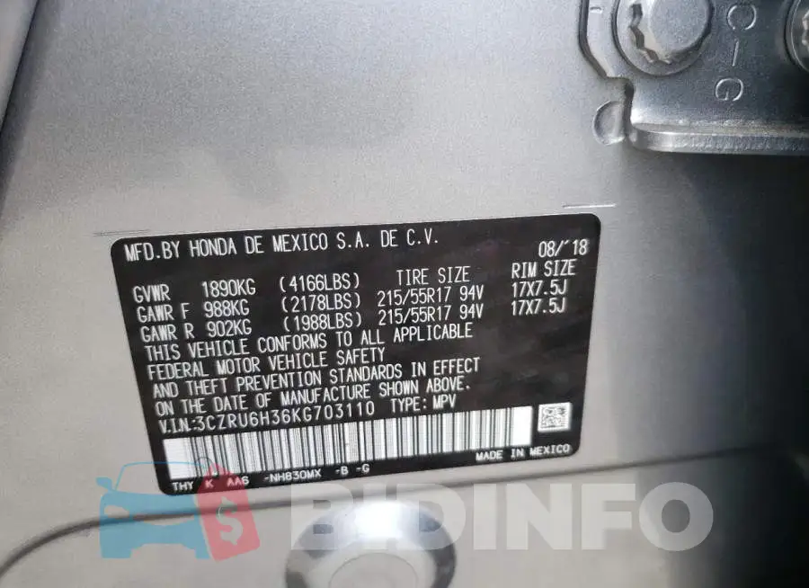 3CZRU6H36KG703110 Photo# 10