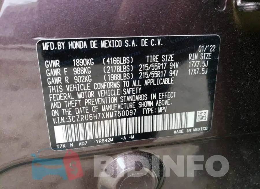 3CZRU6H7XNM750097 Photo# 10