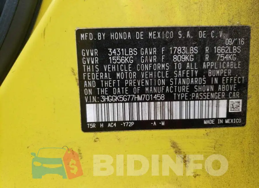 3HGGK5G77HM701458 Photo# 10