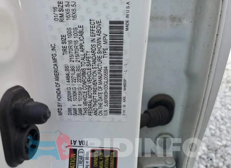 5J6RM3H33GL005594 Photo# 10