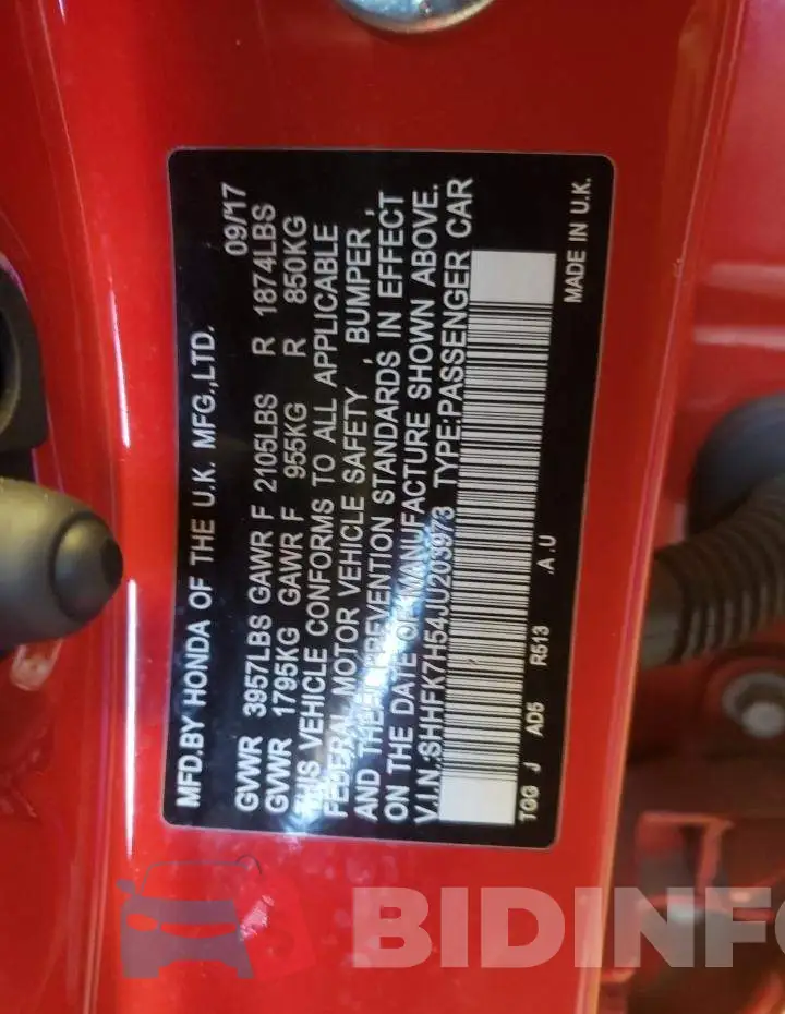 SHHFK7H54JU203973 Photo# 10
