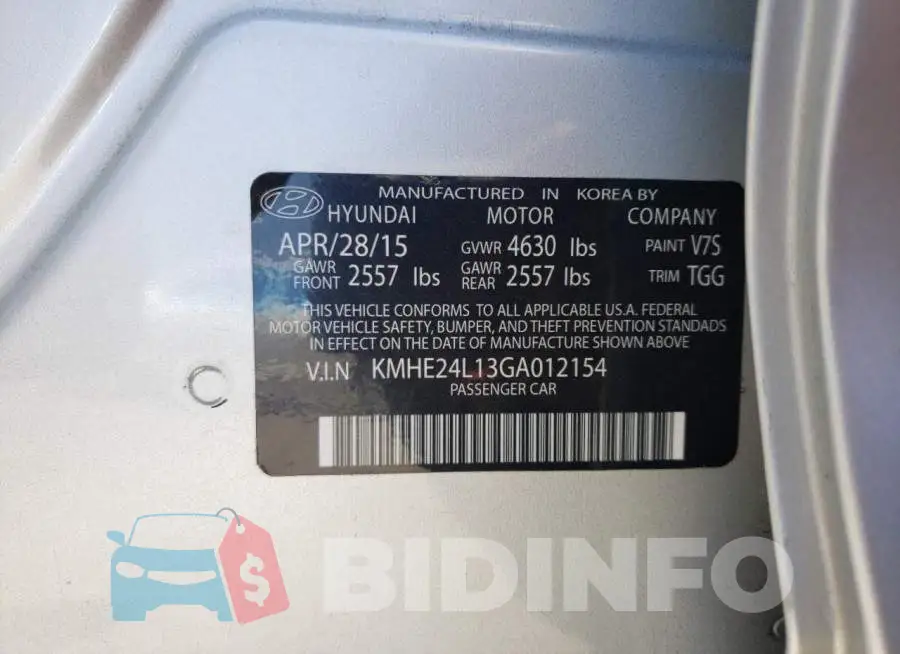 KMHE24L13GA012154 Photo# 10