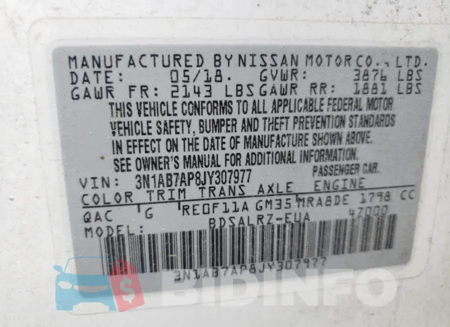 3N1AB7AP8JY307977 Photo# 10