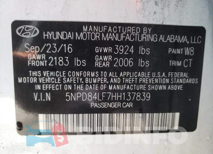 5NPD84LF7HH137839 Photo# 10 5NPD84LF7HH137839 Photo# 10