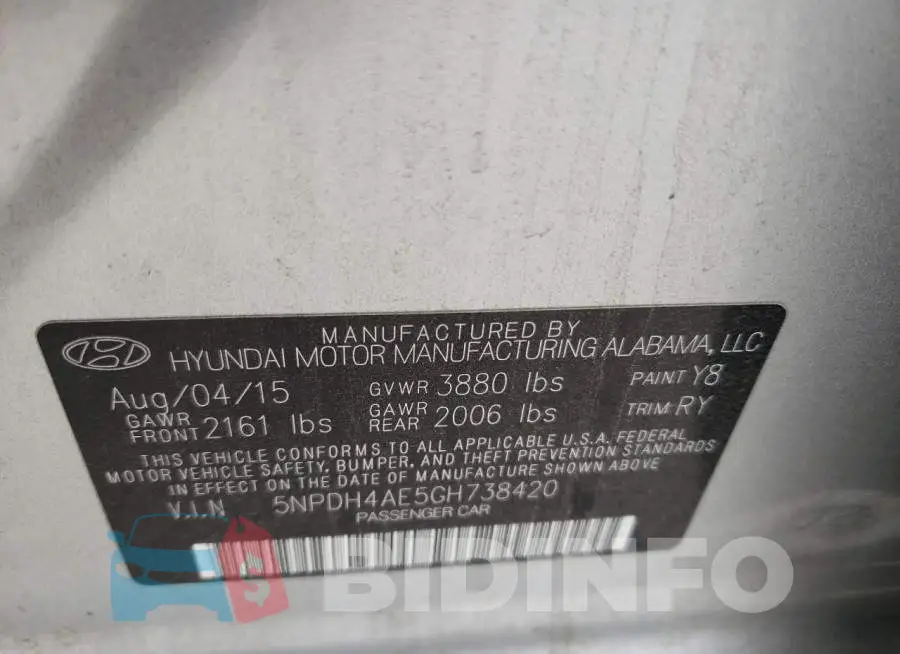 5NPDH4AE5GH738420 Photo# 10