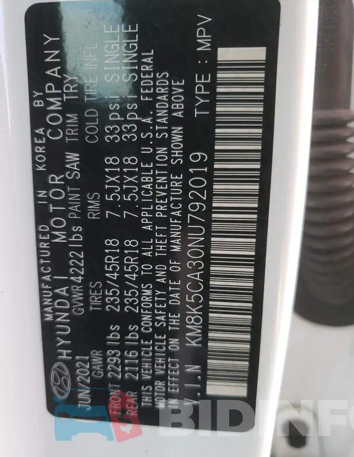 KM8K5CA30NU792019 Photo# 10