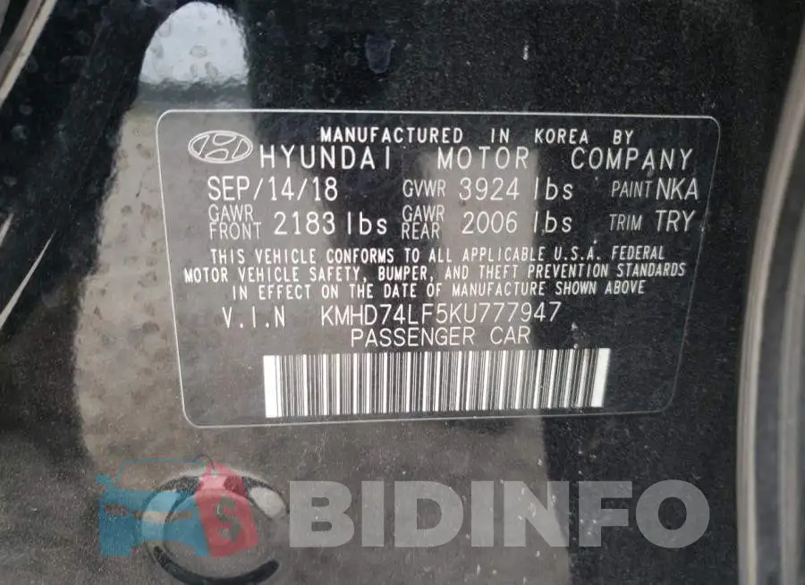 KMHD74LF5KU777947 Photo# 10 KMHD74LF5KU777947 Photo# 10