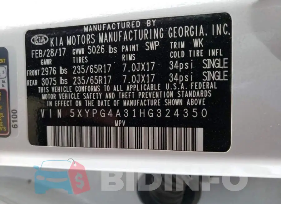 5XYPG4A31HG324350 Photo# 10 5XYPG4A31HG324350 Photo# 10