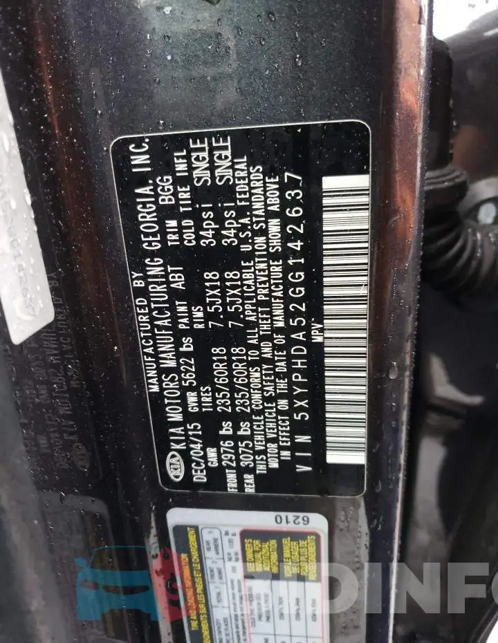 5XYPHDA52GG142637 Photo# 10 5XYPHDA52GG142637 Photo# 10