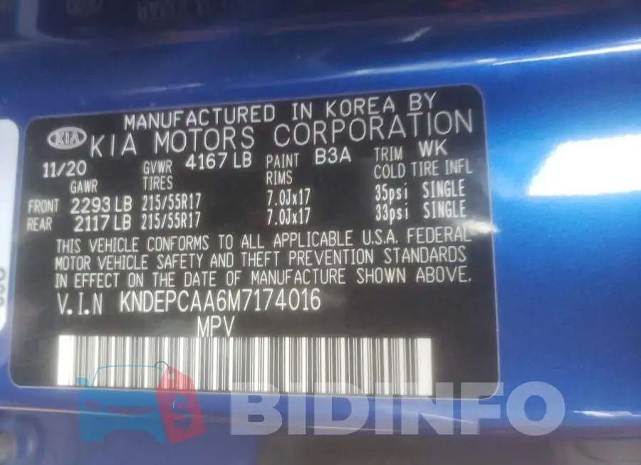 KNDEPCAA6M7174016 Photo# 10