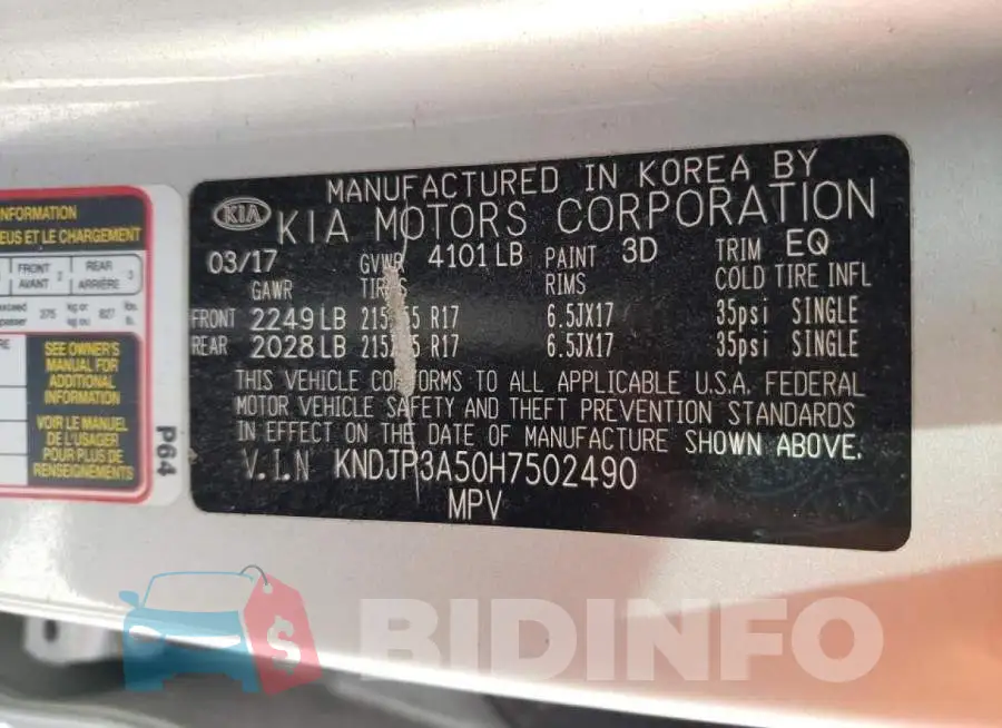 KNDJP3A50H7502490 Photo# 10