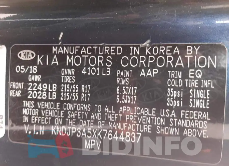 KNDJP3A5XK7644837 Photo# 10
