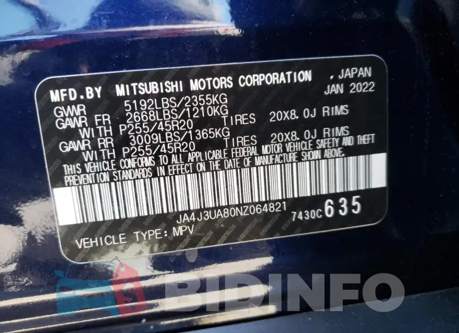 JA4J3UA80NZ064821 Photo# 10
