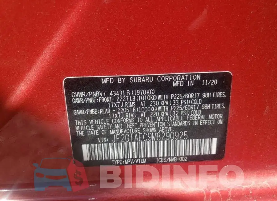 JF2GTAEC9M8290925 Photo# 10