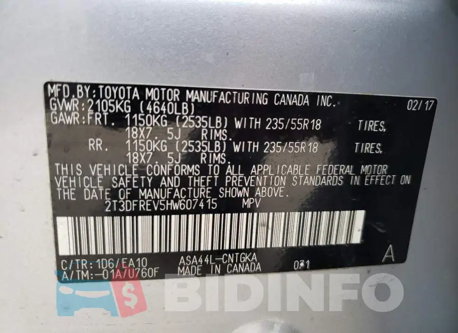 2T3DFREV5HW607415 Photo# 10