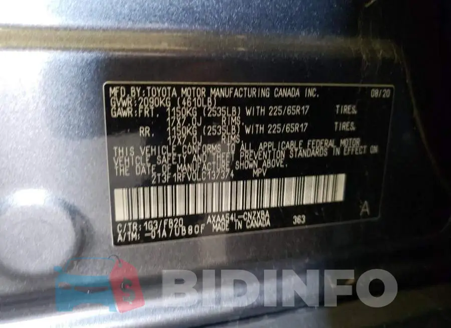 2T3F1RFV0LC137374 Photo# 10