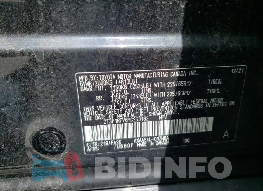 2T3P1RFV6MC253183 Photo# 10