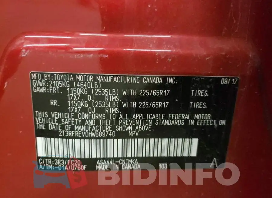 2T3RFREV0HW689740 Photo# 10