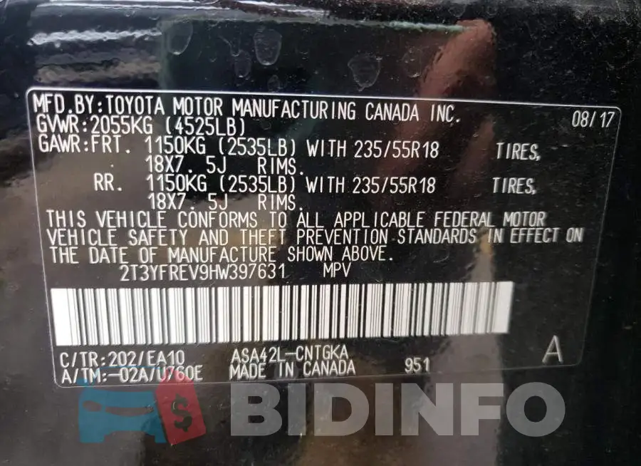 2T3YFREV9HW397631 Photo# 10