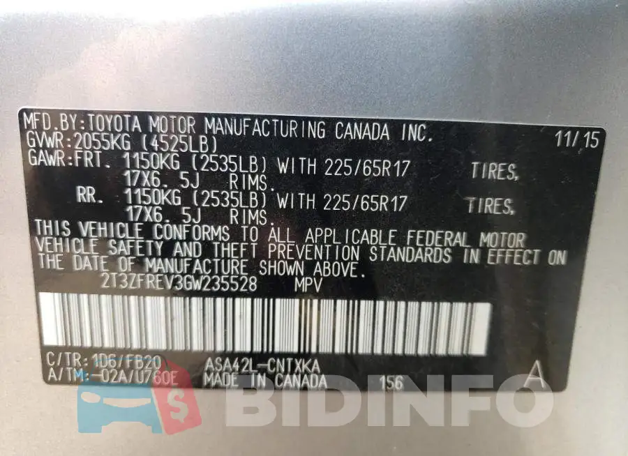 2T3ZFREV3GW235528 Photo# 10