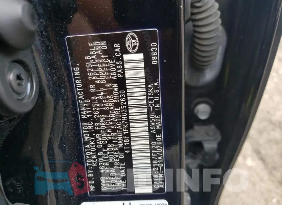 4T1BF1FK7HU352630 Photo# 10