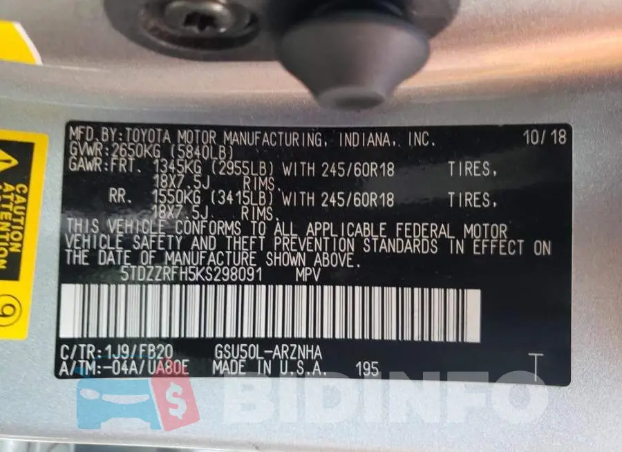 5TDZZRFH5KS298091 Photo# 10