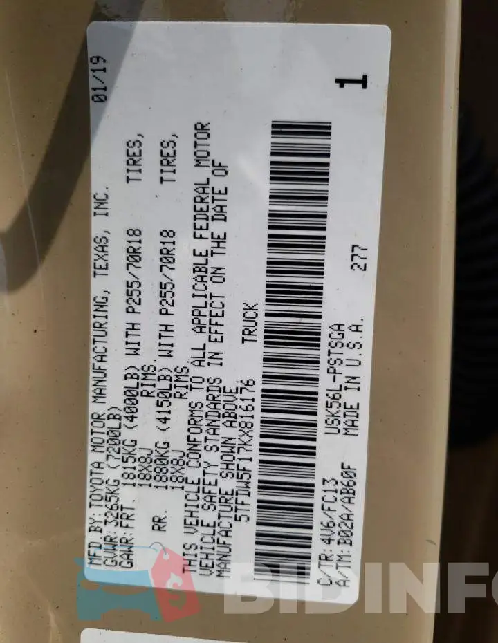5TFDW5F17KX816176 Photo# 10