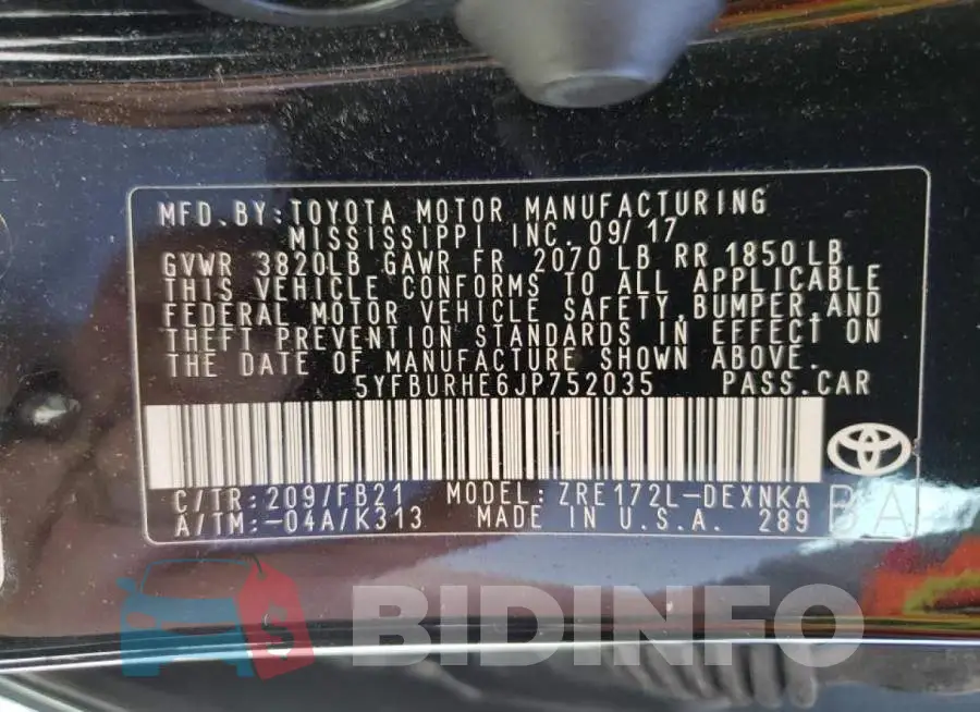 5YFBURHE4JP809199 Photo# 10